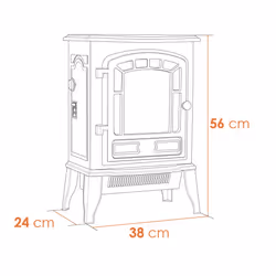 Freestanding Black Electric Stove with Realistic LED Flame Effect and Log Fuel Bed