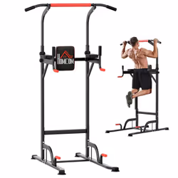 HOMCOM Power Tower Station Pull Up Bar w/Adjustable Height for Home Gym Workout