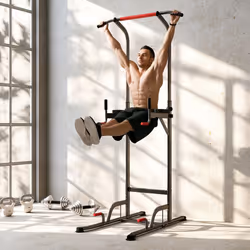 HOMCOM Power Tower Station Pull Up Bar w/Adjustable Height for Home Gym Workout