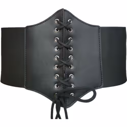 HOEREV Elastic Wide Band Elastic Tied Waspie Corset Waist Belt Small Black