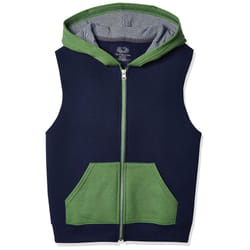 Fruit of the Loom Boys' Fleece Full Zip Sleeveless Vest  GHOST NAVY/GA
