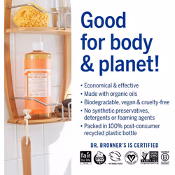 Dr. Bronner's Magic Soaps Pure-Castile Soap, 18-in-1 Hemp Tea Tree, 32-Ounce Bottle