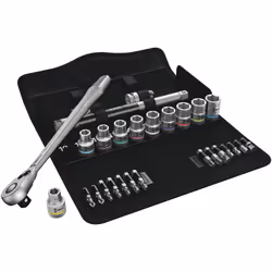 Wera 05004078001 8100 SC 8 Zyklop Metal Ratchet Set with Switch Lever 12 Drive Metric 28 Pieces