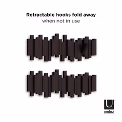 Sticks Multi Rack â Modern, Unique, Space-Saving Hanger with 5 Flip-Down Hooks for Hanging Coats, Scarves, Purses and More, Espresso, 19-1/2" x