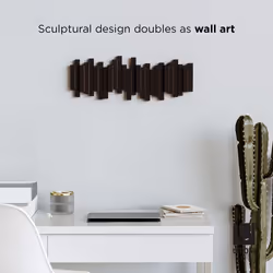 Sticks Multi Rack â Modern, Unique, Space-Saving Hanger with 5 Flip-Down Hooks for Hanging Coats, Scarves, Purses and More, Espresso, 19-1/2" x