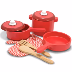Melissa & Doug Wooden Play Kitchen Accessory Set Pot and Pans