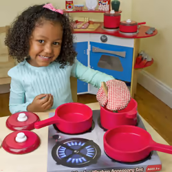 Melissa & Doug Wooden Play Kitchen Accessory Set Pot and Pans - Additional view 5