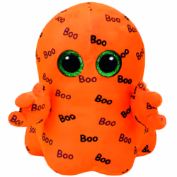 Carletto Ty 37079 Ghoulie Ghost with Glitter Eyes, Glubschi's, Beanie Boo's Halloween Limited Edition Plush Toy, 24 cm, Orang ...