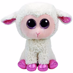 37091 Beanie Boo Buddy Twinkle - Cream and Pink Lamb with Glitter Eyes