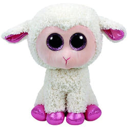 37091 Beanie Boo Buddy Twinkle - Cream and Pink Lamb with Glitter Eyes