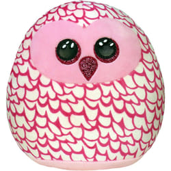 Ty UK Ltd 2007568 Pinky Squishaboo 10" Owl kuscheliges Kissen, Multicolor