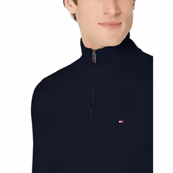 Tommy Hilfiger mens 1/4 Zip Mockneck Sweatshirt  Tommy Captain  Large