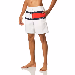 Tommy Hilfiger mens 7"""" Swim Trunks White Large US
