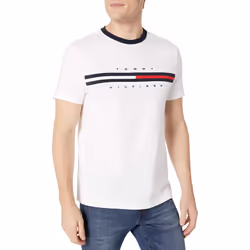 Tommy Hilfiger mens Short Sleeve Signature Stripe graphic T-shirt T Sh