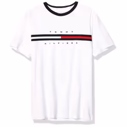 Tommy Hilfiger mens Short Sleeve Logo T-shirt T Shirt  Bright White  L
