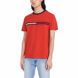 Tommy Hilfiger Mens Short Sleeve Logo T-Shirt  Apple Red  XL