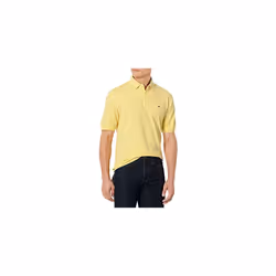 Tommy Hilfiger Mens Regular Short Sleeve Polo Shirt in classic Fit Yellow Iris X-Small