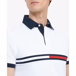 Tommy Hilfiger Men's Flag Pride Polo Shirt in Custom Fit  Cotton White