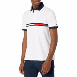 Tommy Hilfiger Men's Flag Pride Polo Shirt in Custom Fit  Cotton White