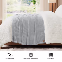 UGG 38815 Luna Cotton Oversized Waffle Knit Throw Blanket Super Soft Lightweight Breathable Cozy Machine Washable Cotton Comfort Summer Throw Blankets