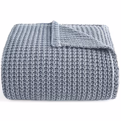 UGG 38818 Luna Oversized Waffle Cotton Throw Blanket Comfy Soft Stone Washed Cotton Blankets Luxury All Season Easy Care Accent Blanket for Sofa Couch