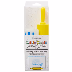 CR Gibson Kids in The Kitchen Silicone Mat and Rolling Pin for Children Multicolor