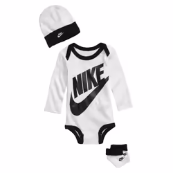 Nike Logo Long Sleeve 3 Piece Infant Set (0-6 Months White)