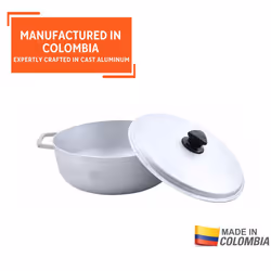 IMUSA 7.5 Quart Traditional Natural Made in Colombia Caldero with Lid for Cooking and Serving Silver