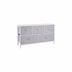 Basics Extra Wide Fabric 5-Drawer Storage Organizer Unit for Closet, White