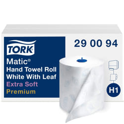 Tork Matic Extra Soft Paper Hand Towel Roll White with Blue Leaf H1  Premium  High Absorbency  6 Rolls x 300 ft  290094