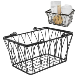 Spectrum Diversified Twist Handles Modern Farmhouse D?cor  Farmers Market-Style Wire Kitchen Organization  Small Storage Basket  Black