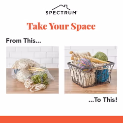 Spectrum Diversified Twist Handles Modern Farmhouse D?cor  Farmers Market-Style Wire Kitchen Organization  Small Storage Basket  Black