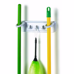 Spectrum Diversified Holder & Org  Utility Closet Organization for Cleaning Supplies  Garage Storage for Brooms & Mops  Gray