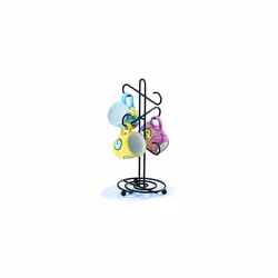 Spectrum Diversified Traditional Countertop Tree  Teacup Rack Bar & Kitchen  Coffee Corner Cup Storage  6 Mug  Black