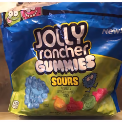 Open Food jolly rancher gummy sours, D, e102, e110, e129, e133, e296, e330, e331, 343.75 kcal, 62.5 g, 0.27 g, 84.38 g