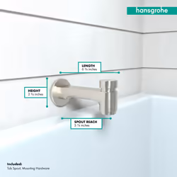 hansgrohe Tub Spout with Diverter Premium 3-inch Modern Tub Spout in brushed nickel  14414821