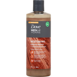 DOVE MEN + CARE Body Wash Sandalwood + Cardamom Oil to Rebuild Skin in the Shower with Plant-Based Cleansers and Moisturizers 18 oz
