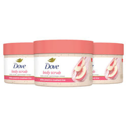Dove Body Scrub White Peach & Crushed Rice 3 Count for Visibly Silky-Smooth  Nourished Skin  with  Moisturizing Cream  10.5 oz