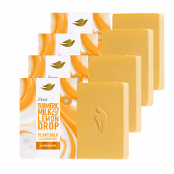 Dove Plant Milk Cleansing Bar Soap Turmeric Milk & Lemon Drop Glow Booster 4 Count for Moisturized Skin Gentle Cleanser No S ...