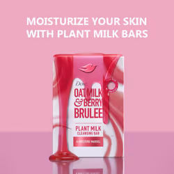 Dove Plant Milk Cleansing Bar Soap Oat Milk & Berry Brulee Moisture Marvel 4 Count for Moisturized Skin Gentle Cleanser  No Sulfate Cleansers or Parab