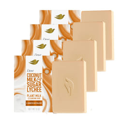 Dove Plant Milk Cleansing Bar Soap Coconut Milk & Sugar Lychee Smooth Revitalizer 4 Count for Moisturized Skin Gentle Cleanser  No Sulfate Cleansers o