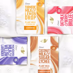 Dove Plant Milk Cleansing Bar Soap Variety Pack 4 for Moisturized Skin  with Gentle Cleansers  No Sulfate Cleansers or Parabens  98% Biodegradable For