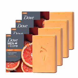DOVE MEN + CARE Cleansing Bar Soap Blood Orange + Sea Salt 4 Bars to Rebuild Skin in the Shower a 4in1 Hair Body Face & Sh ...