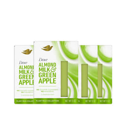 Dove Plant Milk Cleansing Bar Soap Almond Milk & Green Apple 4 count for Moisturized Skin Gentle Cleanser  No Sulfate Cleansers or Parabens  98% Biode