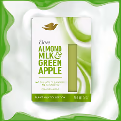 Dove Plant Milk Cleansing Bar Soap Almond Milk & Green Apple 4 count for Moisturized Skin Gentle Cleanser  No Sulfate Cleansers or Parabens  98% Biode