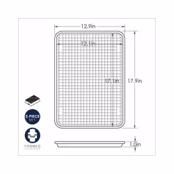Nordic Ware - 43172AMZM Nordic Ware Half Sheet with Oven Safe Nonstick Grid  2 Piece Set  Natural