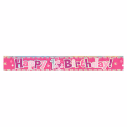 Unique Party 10851, Bunting banner, Pink, Birthday