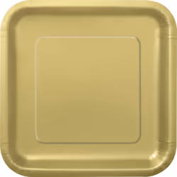 Unique Party 33240, Plate, Square, Paper, Gold, Monochromatic, 16 pc(s)