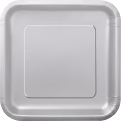 Unique Party 33440, Plate, Square, Paper, Silver, Monochromatic, 16 pc(s)
