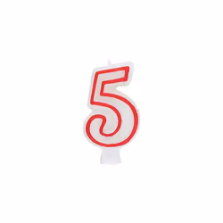 Unique Party 360-5 Birthday Candle Number 5-5.44" Border | 1 Pc, Red/White